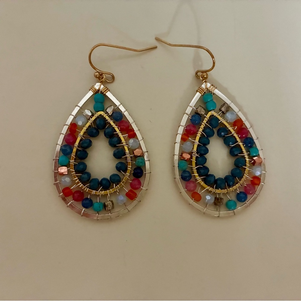 Colorful Beaded Teardrop Earrings
